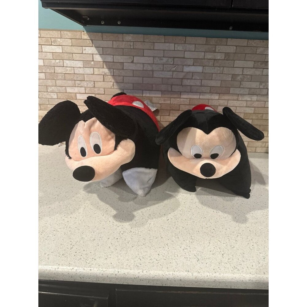 Two Disney Parks Mickey Mouse  Pillow Pet 20" Plush‎ Stuffed Animal